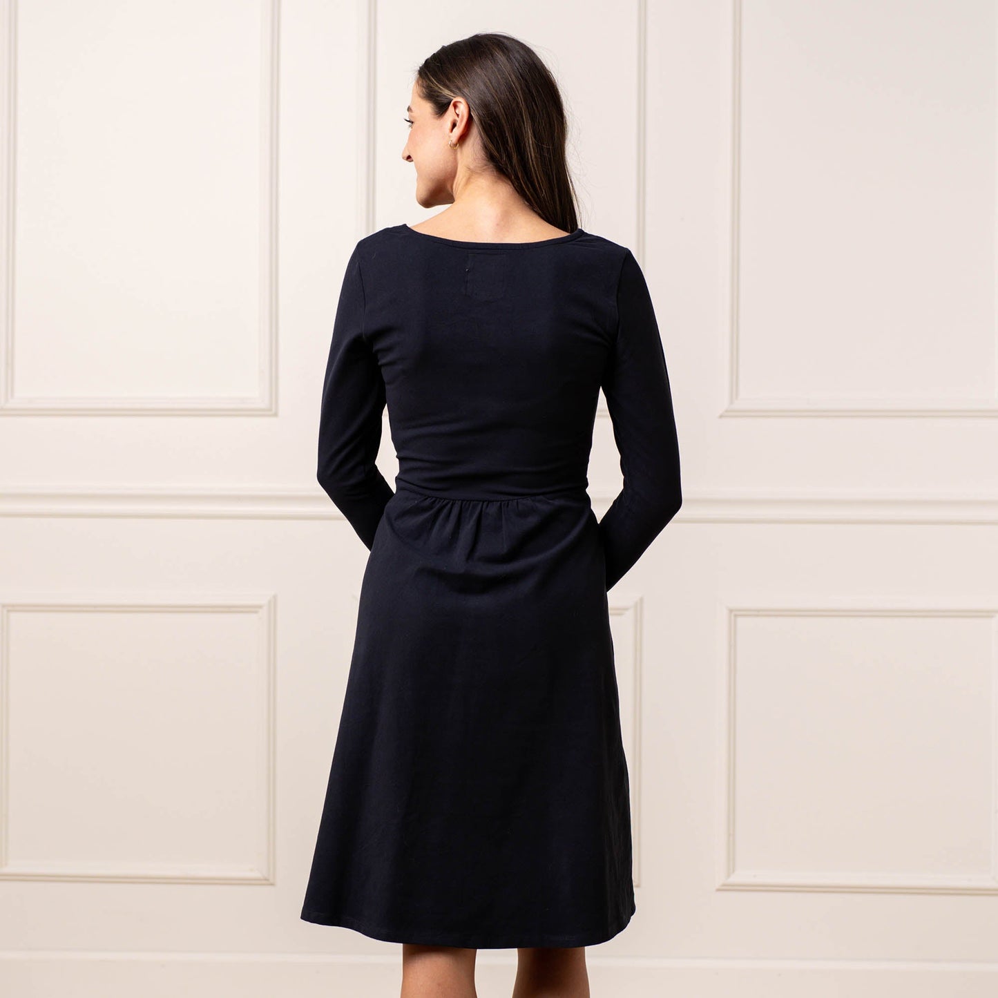 Organic Women's Long Sleeve Tie-Waist Knit Dress