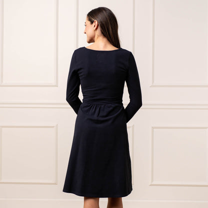 Organic Women's Long Sleeve Tie-Waist Knit Dress