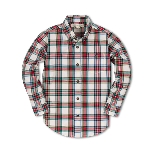 Red Plaid Baby Boy Poplin Button Down Shirt