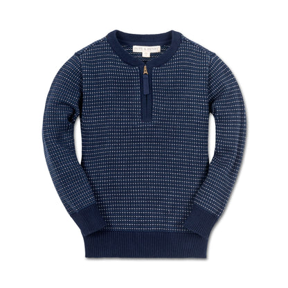 Organic Baby & Kid Boy Henley Sweater with Zipper