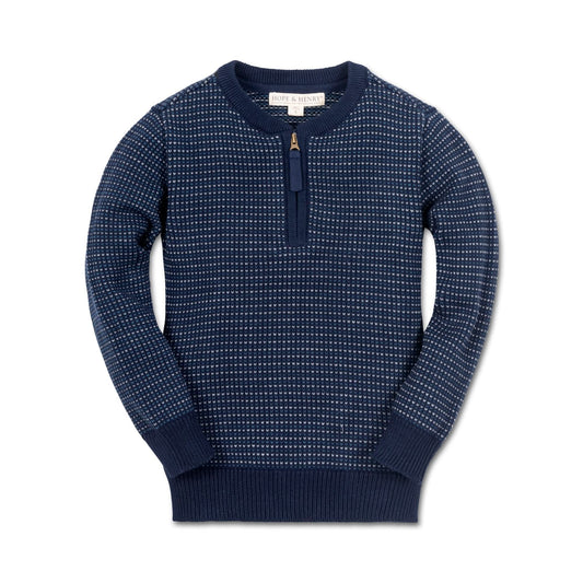 Organic Baby & Kid Boy Henley Sweater with Zipper