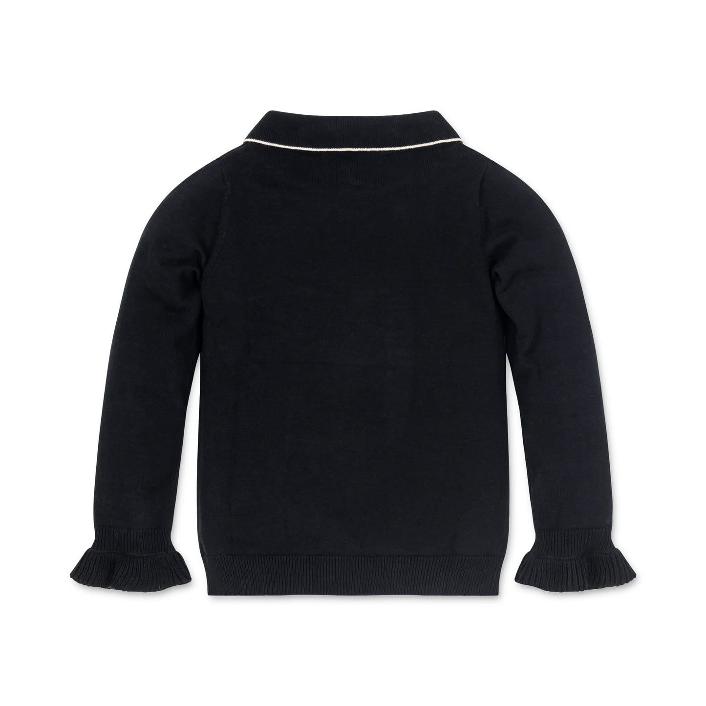 Girls Organic Ruffle Cuff Collar Sweater - Black