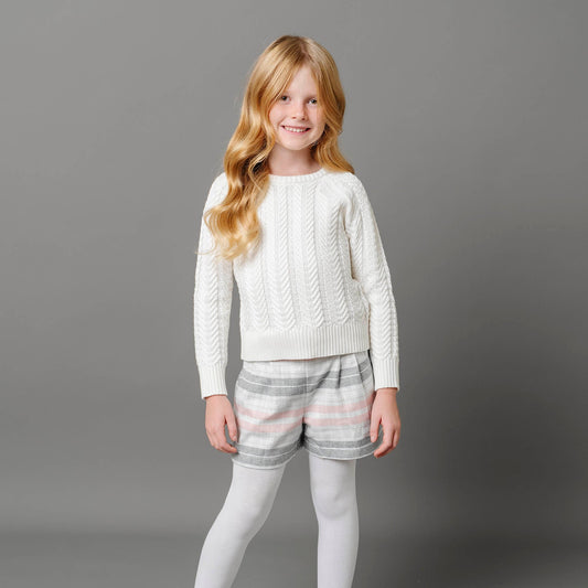 Girls Organic Raglan Cable Sweater