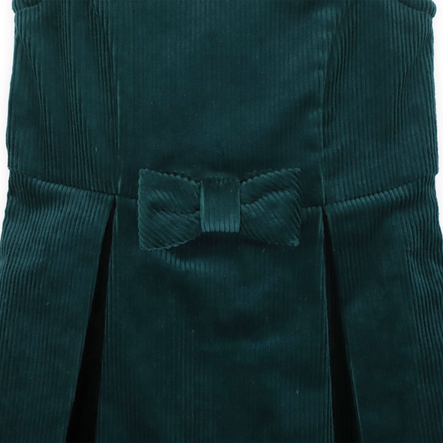 Girls Bow Front Jumper Dress - Deep Green
