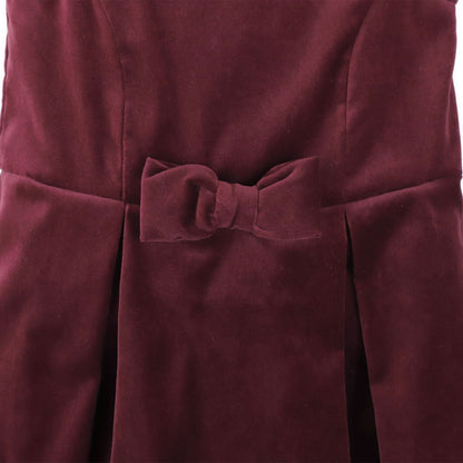 Bow Front Toddler & Kid Jumper Dress - Wine Velvet