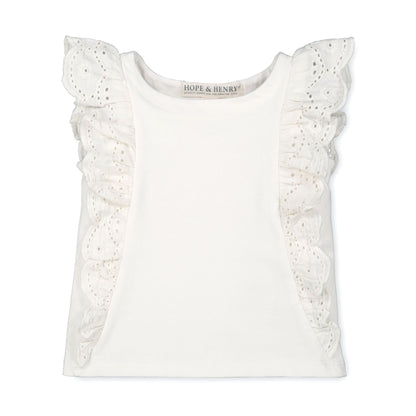 Baby Girl Organic Eyelet Ruffle Knit Top