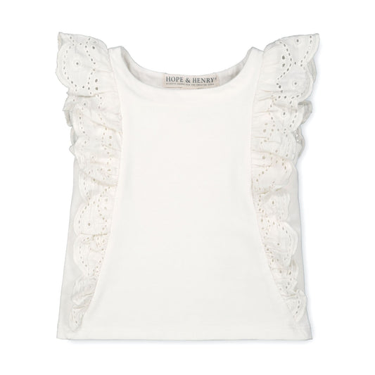 Baby Girl Organic Eyelet Ruffle Knit Top