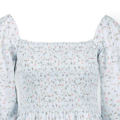 Women's Smocked Bubble Sleeve Organic Dress