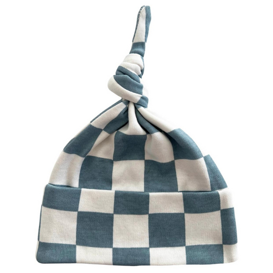 Organic Baby Beanie - Blueberry Muffin Checkerboard