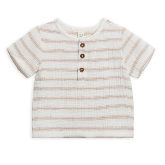 Organic Baby Henley Tee Shirt - Arley Stripe