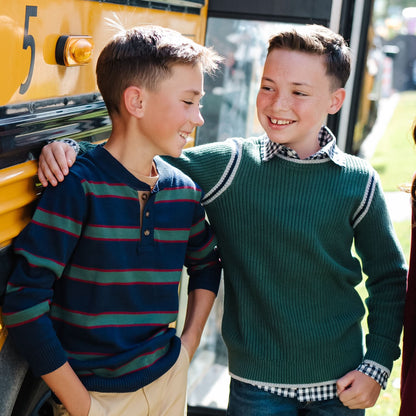 Organic Boys Roll-Up Gingham Collared Shirt