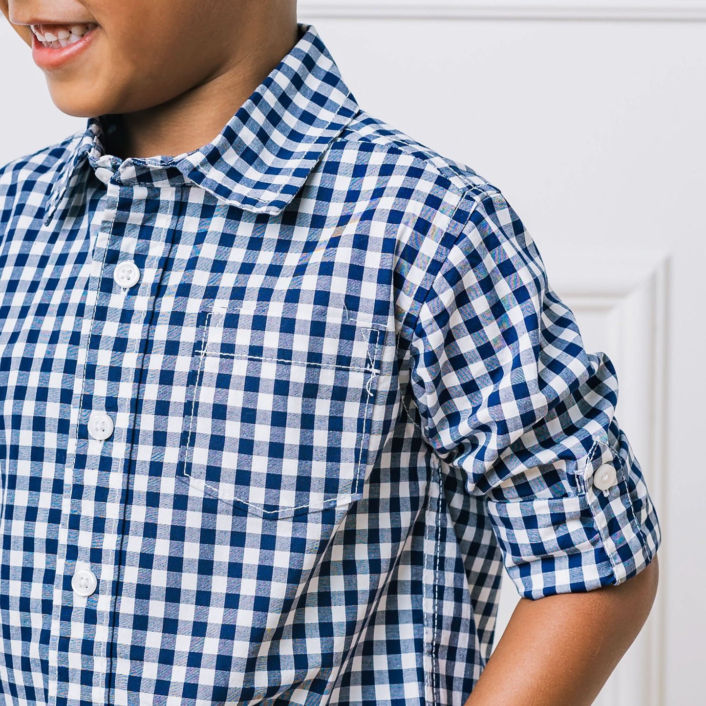 Baby Boy Organic Stretch Poplin Roll-Up Shirt