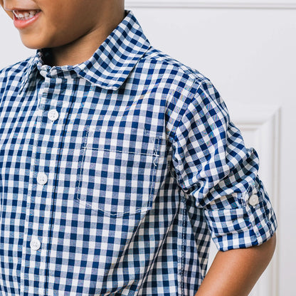 Baby Boy Organic Stretch Poplin Roll-Up Shirt