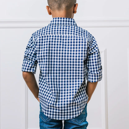 Baby Boy Organic Stretch Poplin Roll-Up Shirt