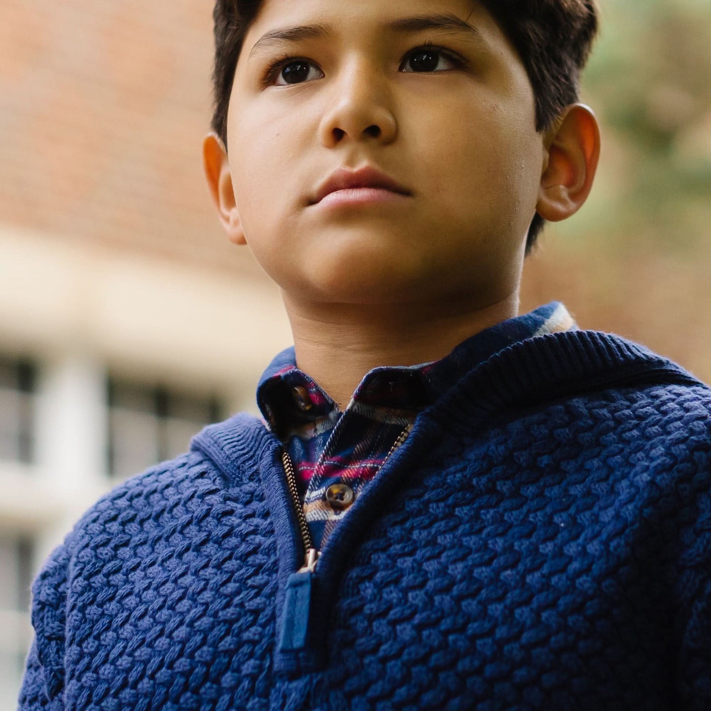 Boys Hooded Half Zip Organic Sweater