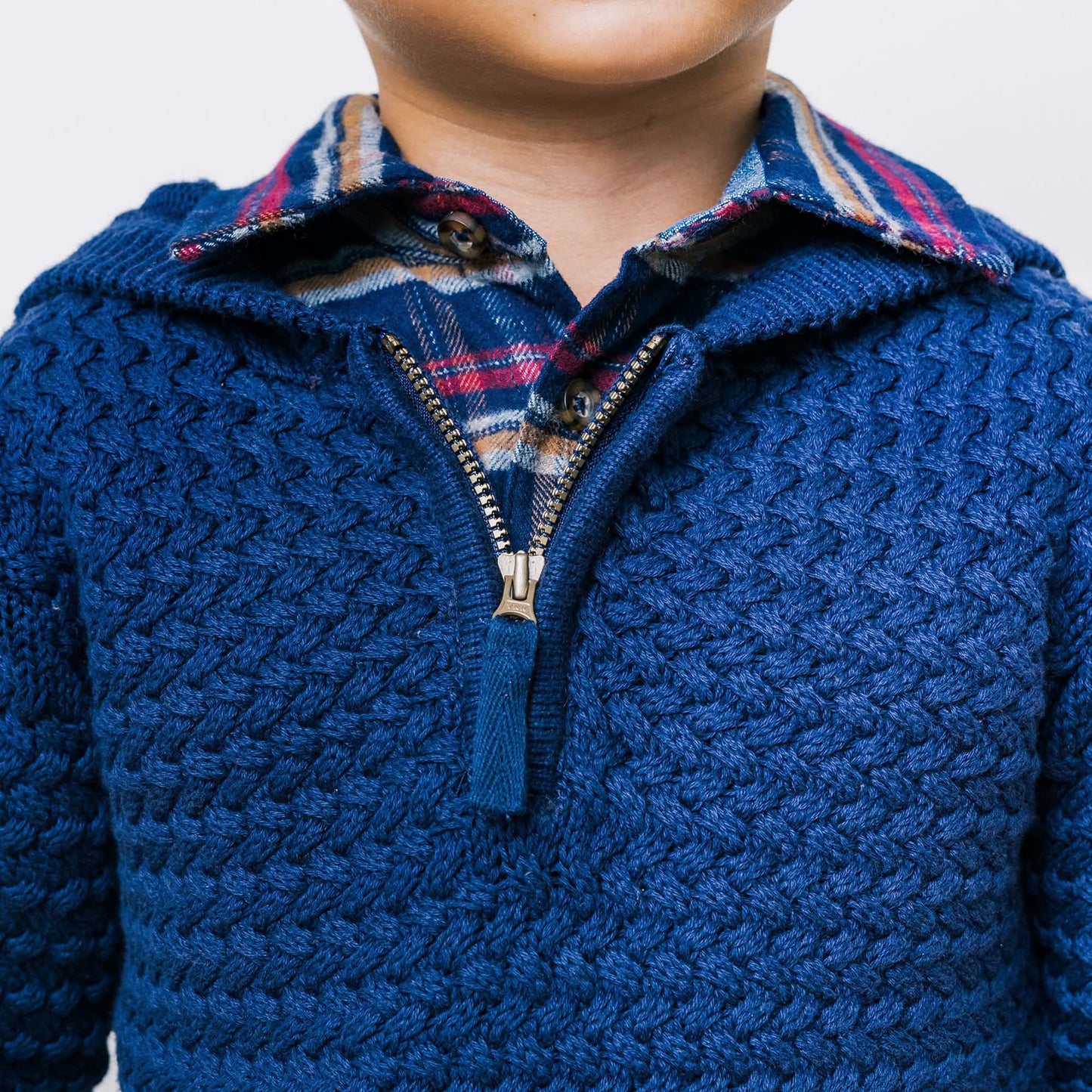 Boys Hooded Half Zip Organic Sweater