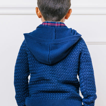 Boys Hooded Half Zip Organic Sweater