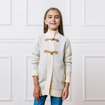 Girls Organic Toggle Sweater with Zipper