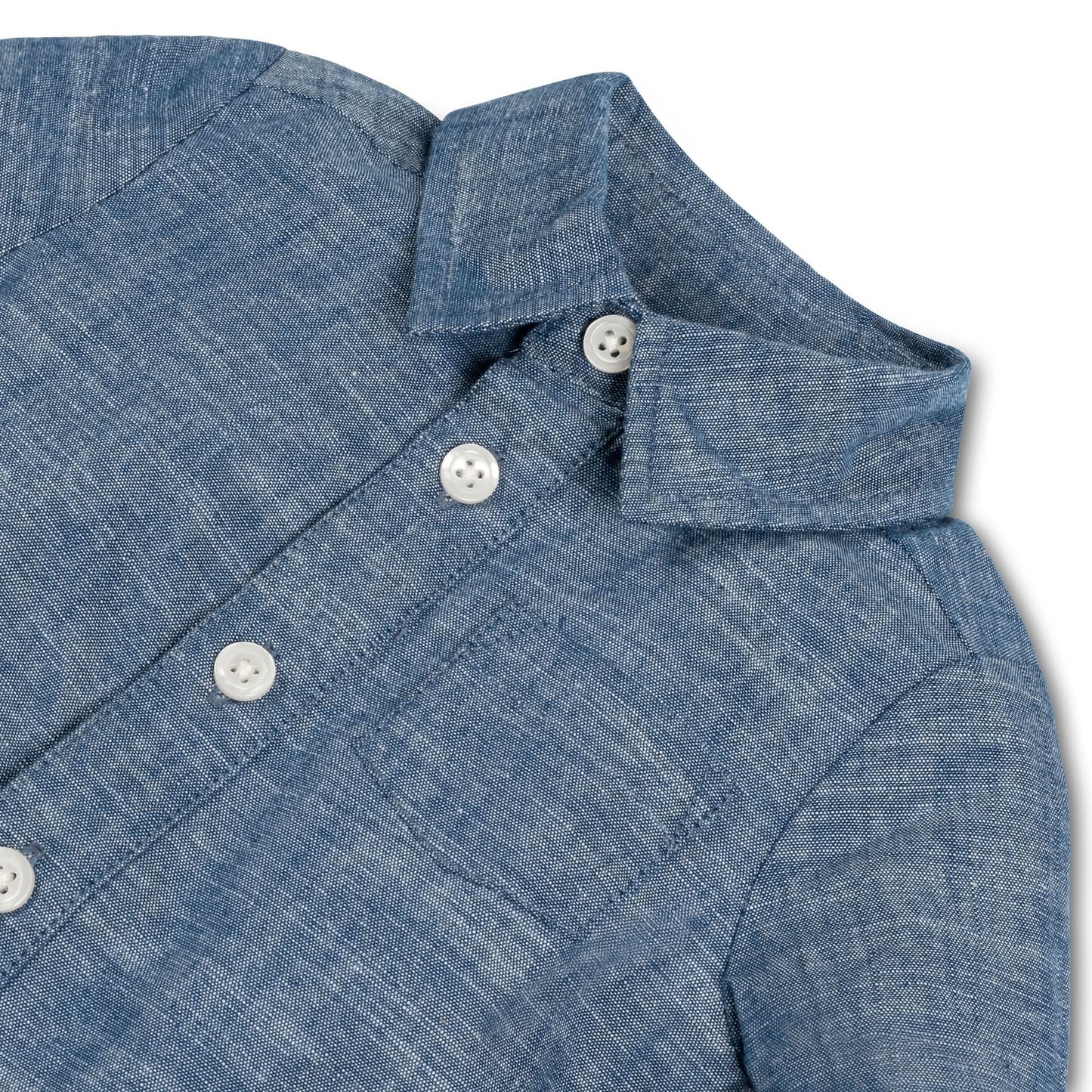 Organic Baby Boy Chambray Button Front Romper
