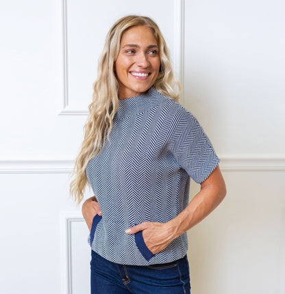 Women's Mock Neck Short Sleeve Sweater