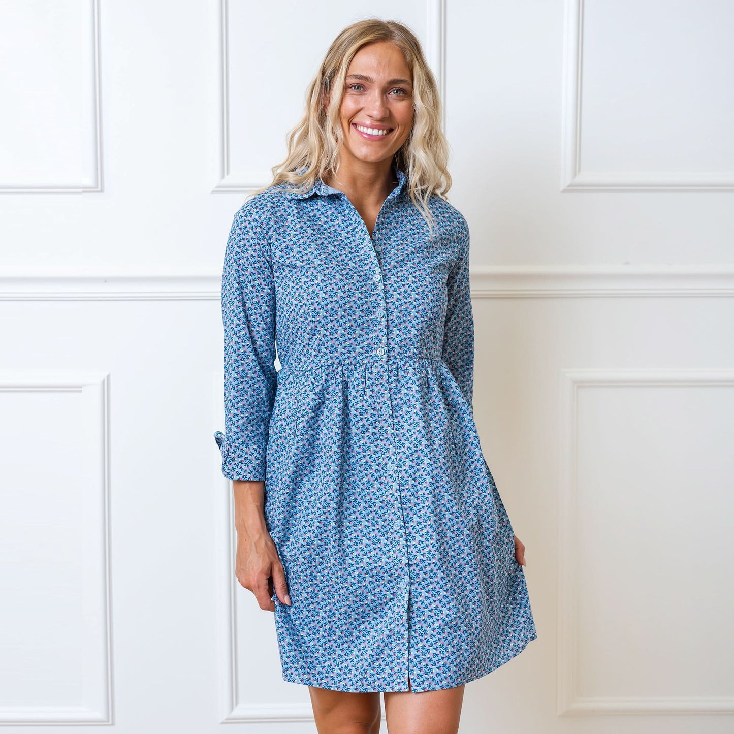 Women's Button Front Organic Shirt Dress