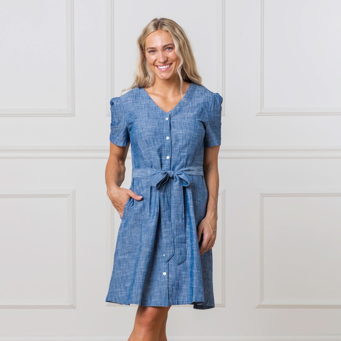 Organic Women's Button Front Chambray Dress