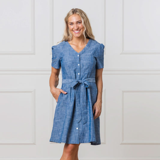 Organic Women's Button Front Chambray Dress