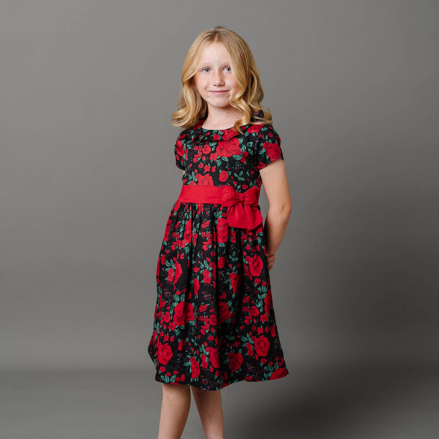 Organic Girls Ruffle Collar Party Dress - Black Holiday Rose