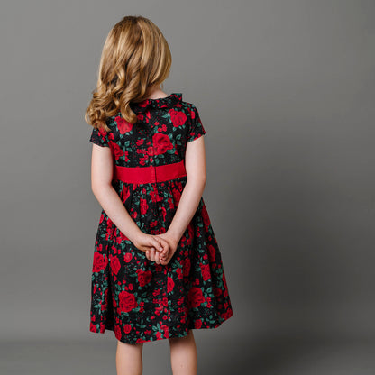 Organic Girls Ruffle Collar Party Dress - Black Holiday Rose
