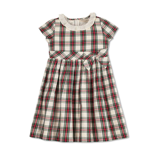 Baby Girl Organic Party Dress - Ivory Tartan