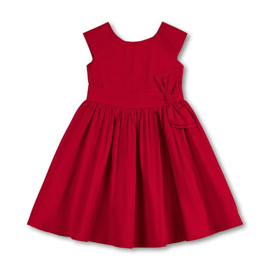 Baby Girl Organic Cap Sleeve Party Dress with Bow Sash - Red