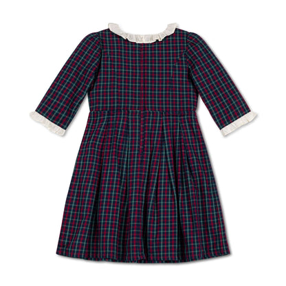 Girls Organic Ruffle Trim Party Dress - Navy