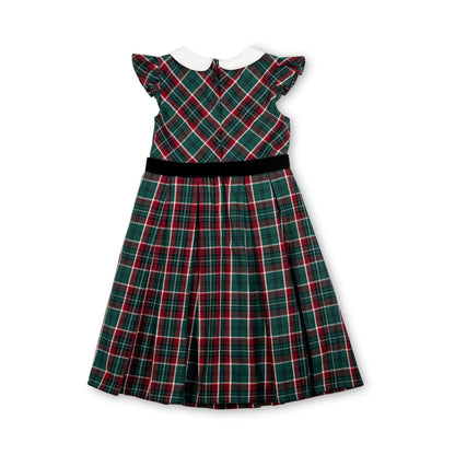 Organic Peter Pan Collar Green Plaid Dress