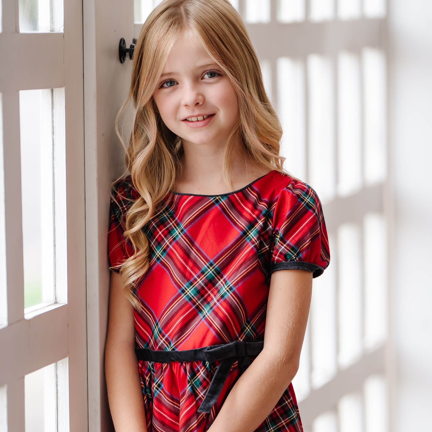 Girls Puff Sleeve Red Party Dress