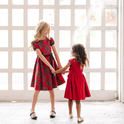 Girls Puff Sleeve Red Party Dress