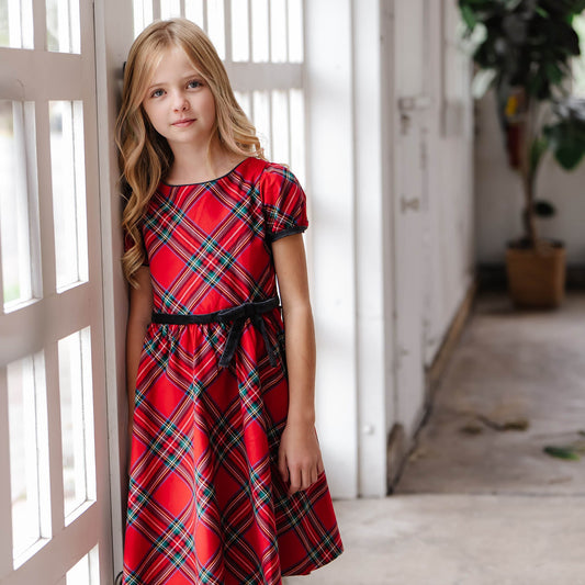 Puff Sleeve Girls Red Party Dress