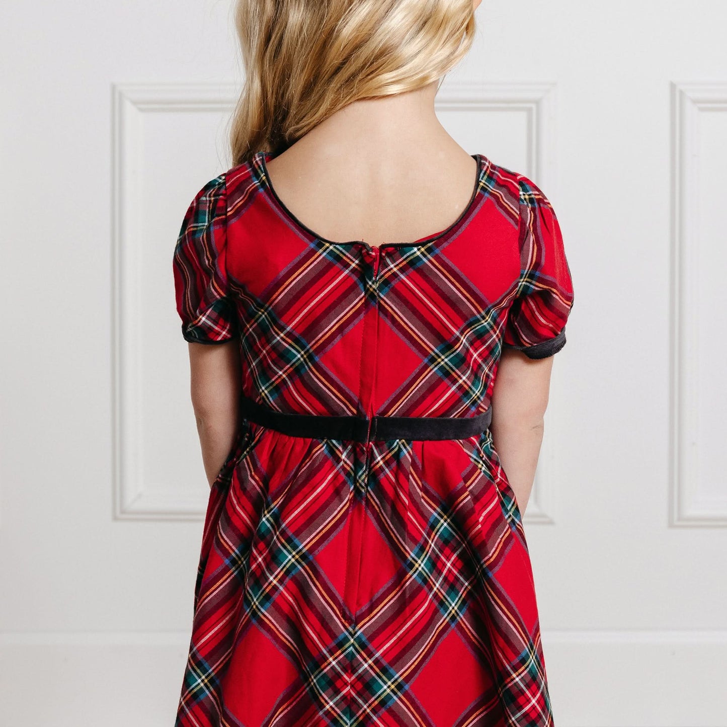 Girls Puff Sleeve Red Party Dress