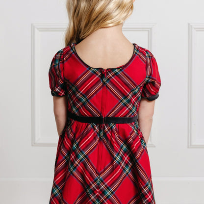 Girls Puff Sleeve Red Party Dress