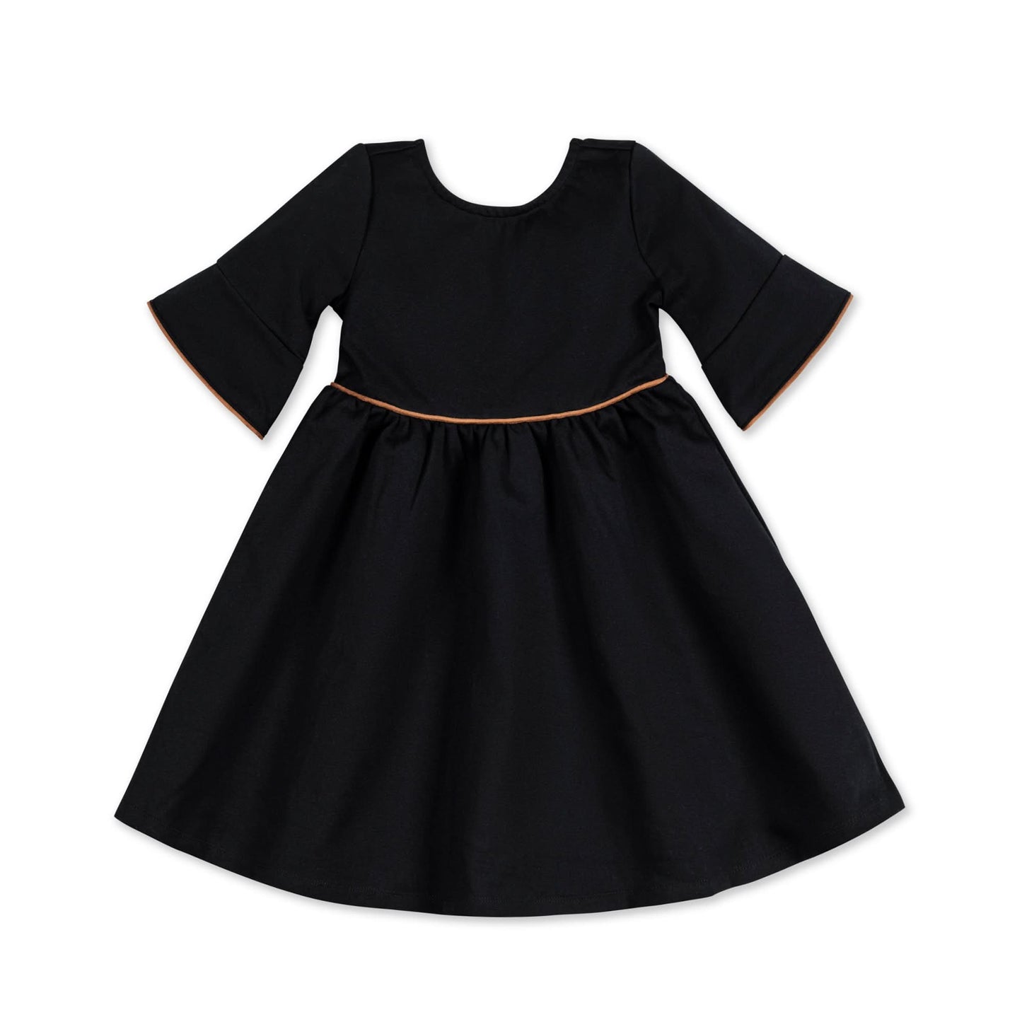 Organic Girls Ruffle Sleeve Ponte Dress - Black Suede