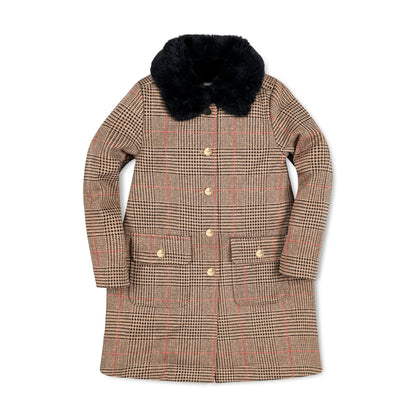 Girls Faux Fur Collar Fleece Coat