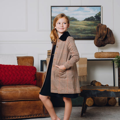 Girls Faux Fur Collar Fleece Coat