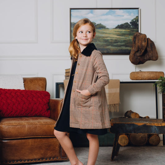 Girls Faux Fur Collar Fleece Coat