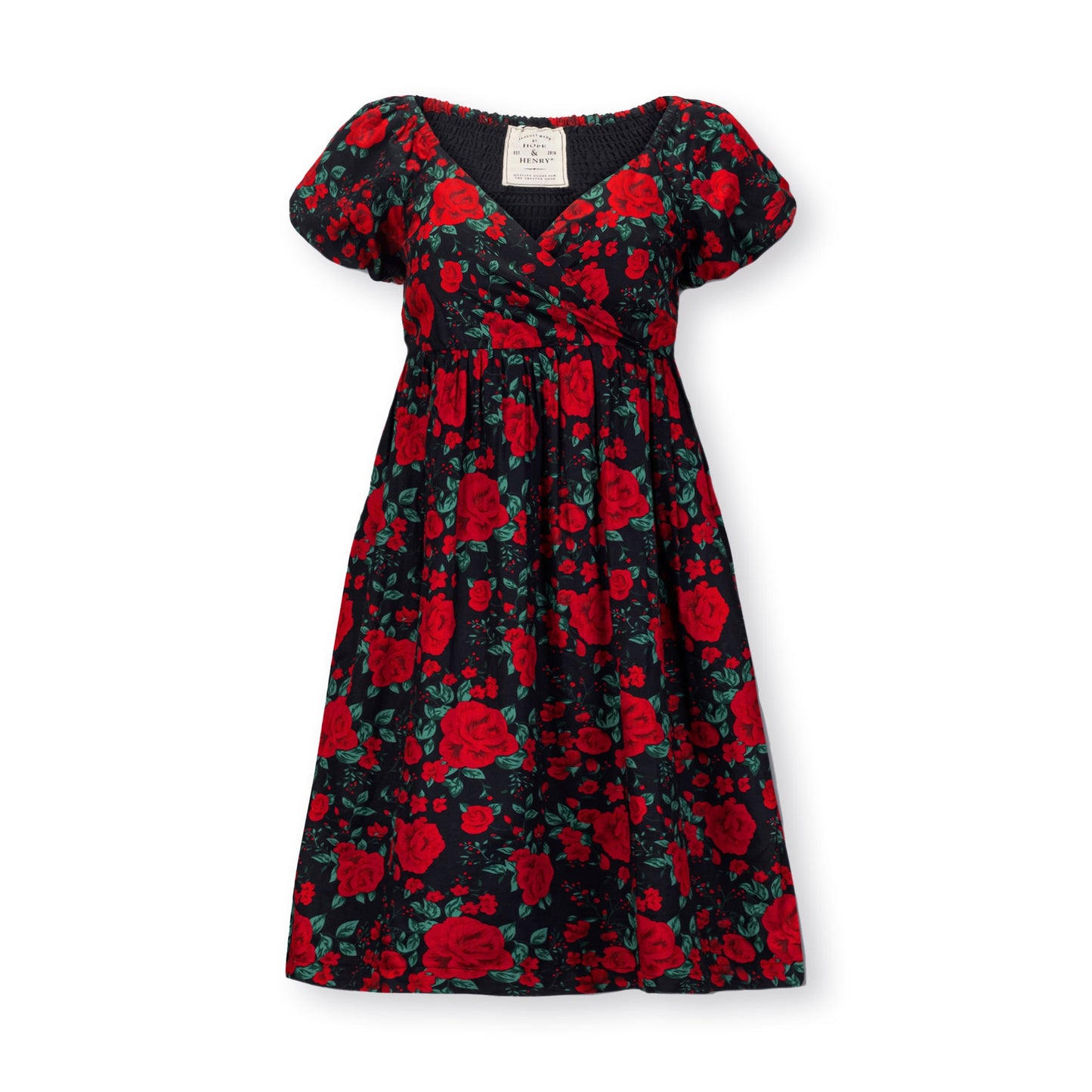 Women's Puff Sleeve Crossover Dress