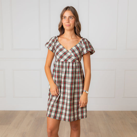 Women's Puff Sleeve Crossover Dress