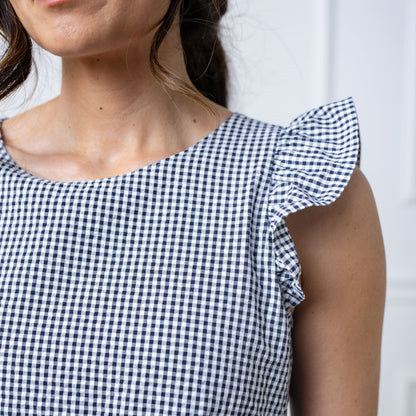 Women's Flutter Sleeve Organic Tiered Dress