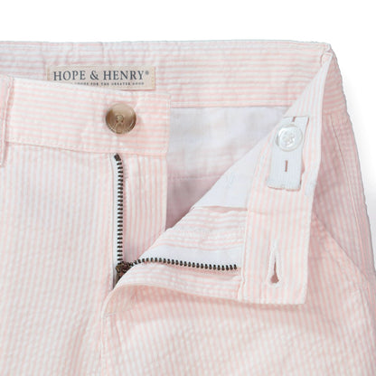 Boys Organic Seersucker Short Classic Pink