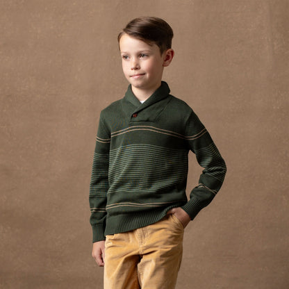 Boys Organic Shawl Collar Sweater