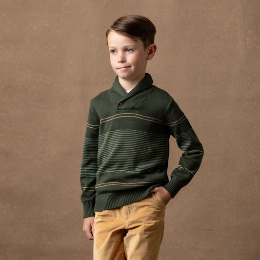 Boys Organic Shawl Collar Sweater