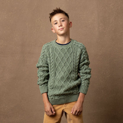 Organic Baby Raglan Fisherman Sweater - Sage