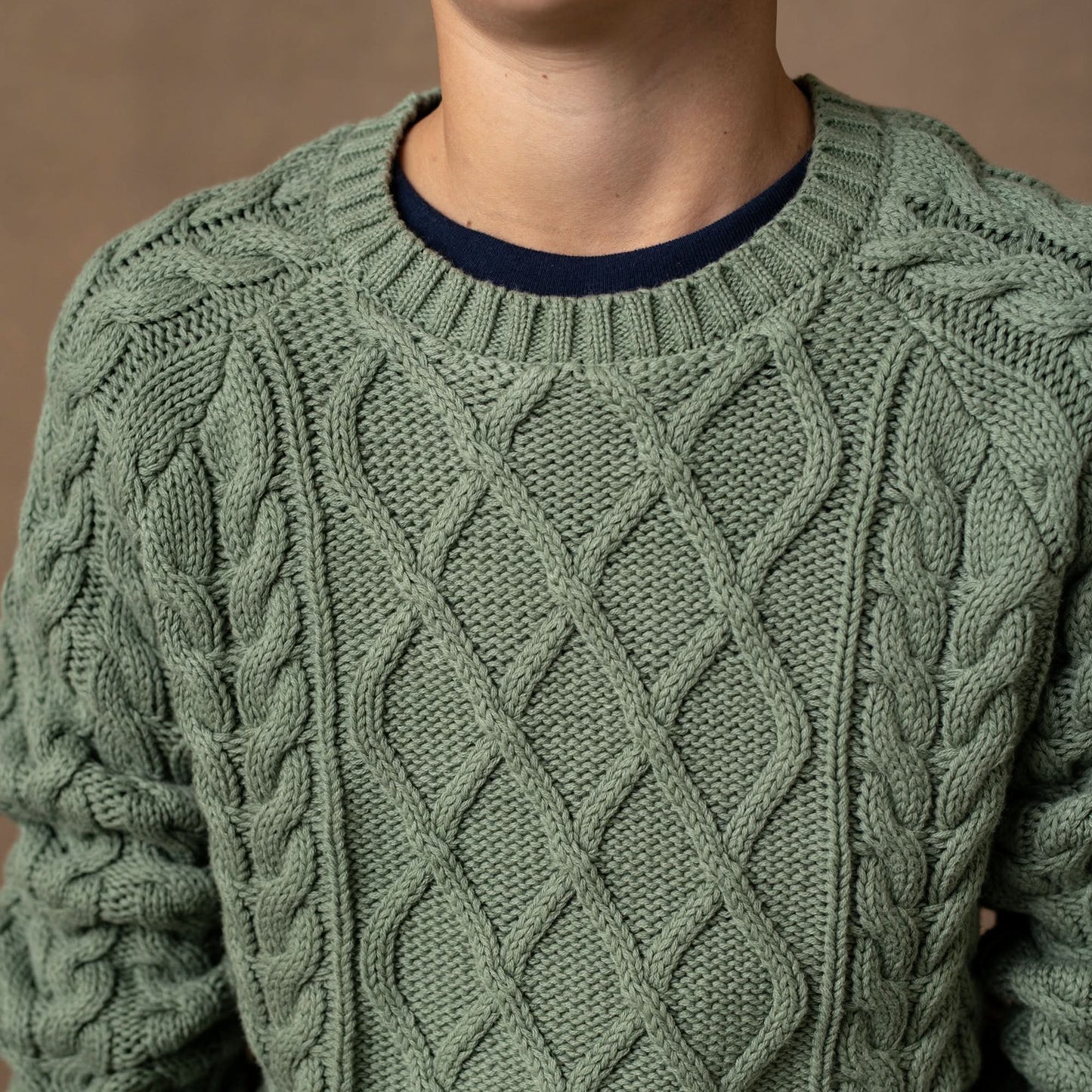 Organic Baby Raglan Fisherman Sweater - Sage